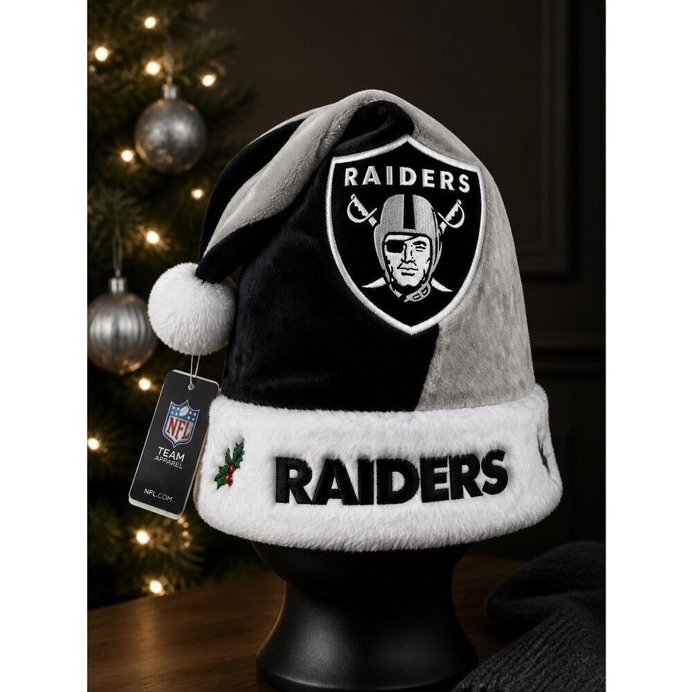 Forever Collectibles Raiders Santa Hat - Black and Gray